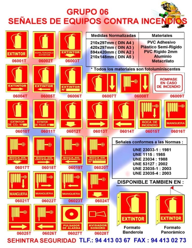 SEÑALES CONTRA INCENDIOS SEHINTRA SEGURIDAD SEÑALIZACIONES Y ESTUDIOS