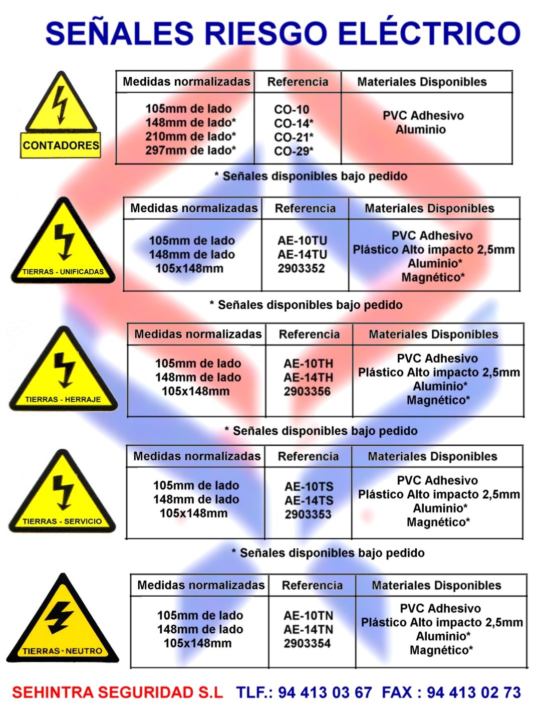 SEÑALES RIESGO ELECTRICO - SEHINTRA SEGURIDAD SEÑALIZACIONES Y ESTUDIOS ...